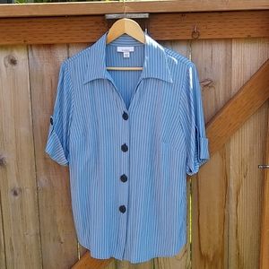 Dressbarn blue and black striped top